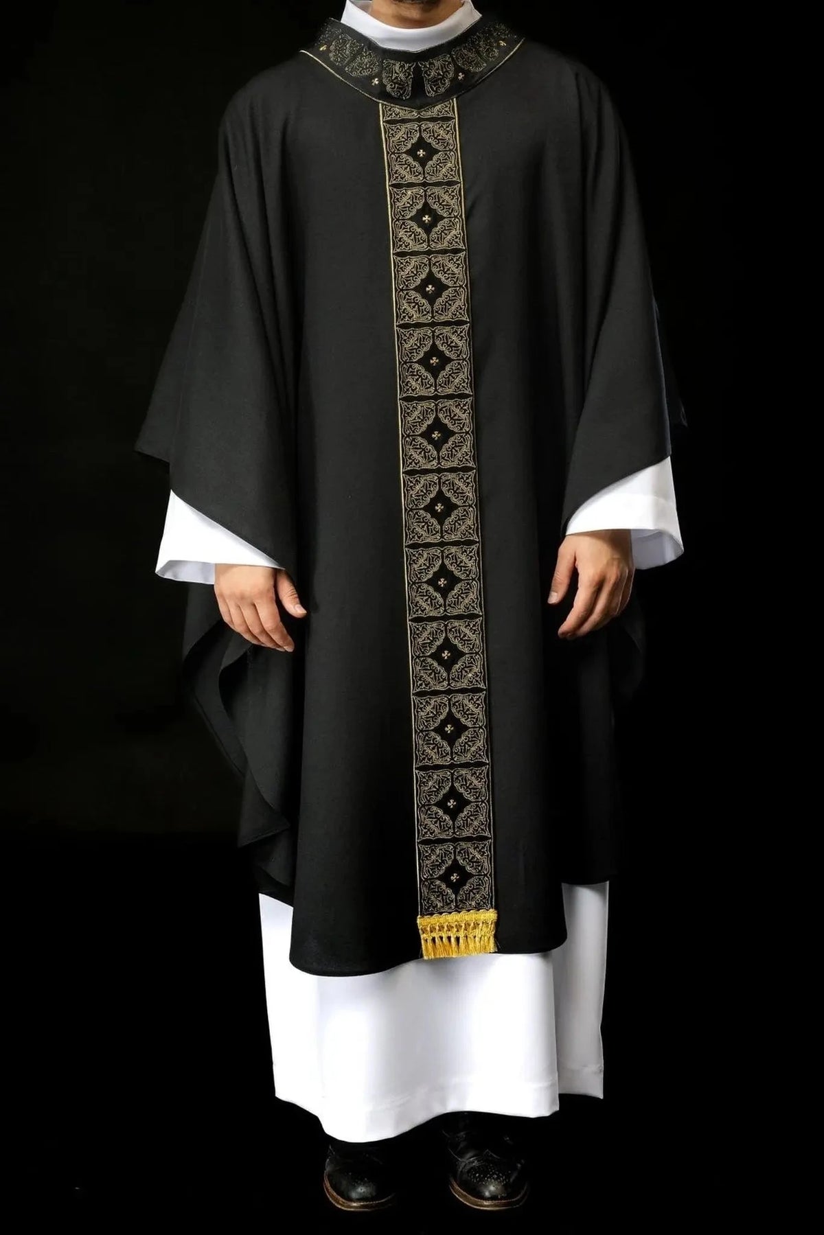 Black Chasuble with Embroidered Band and Cross - detail 2