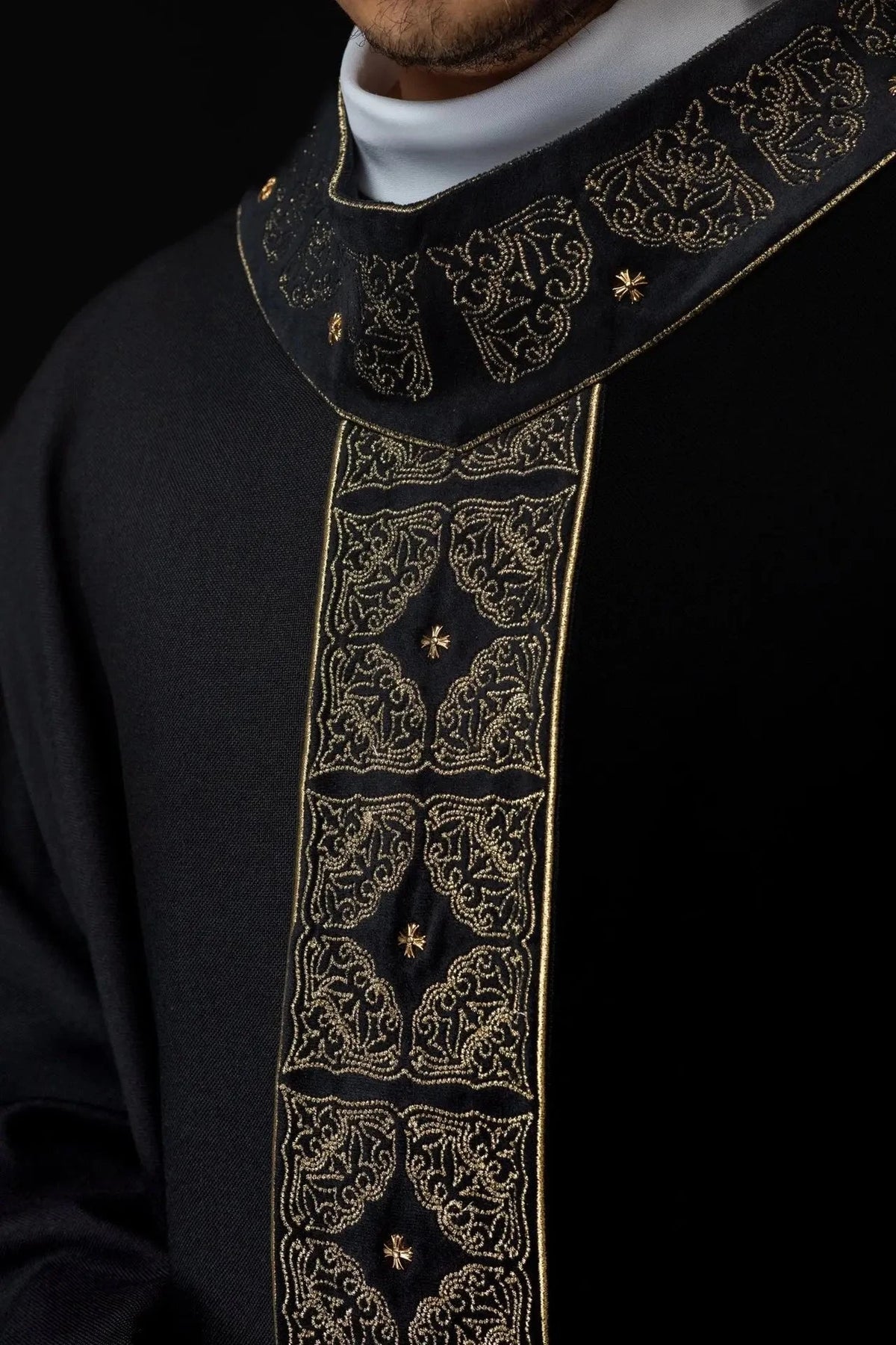 Black Chasuble with Embroidered Band and Cross - detail 3