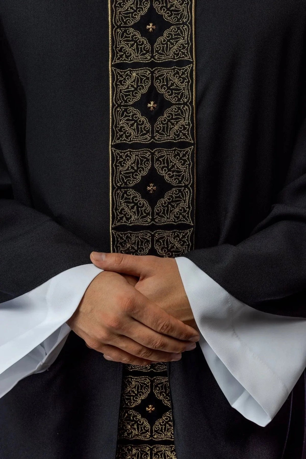 Black Chasuble with Embroidered Band and Cross - detail 4