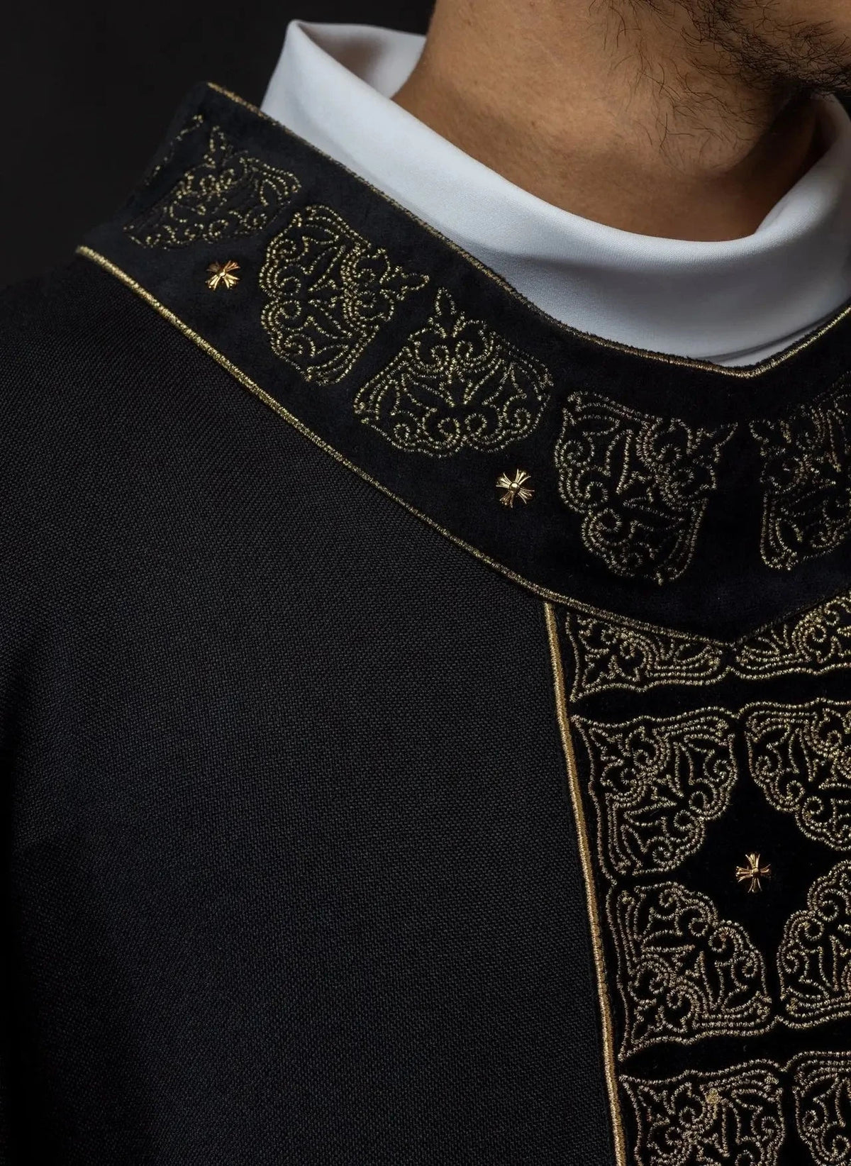 Black Chasuble with Embroidered Band and Cross - detail 5