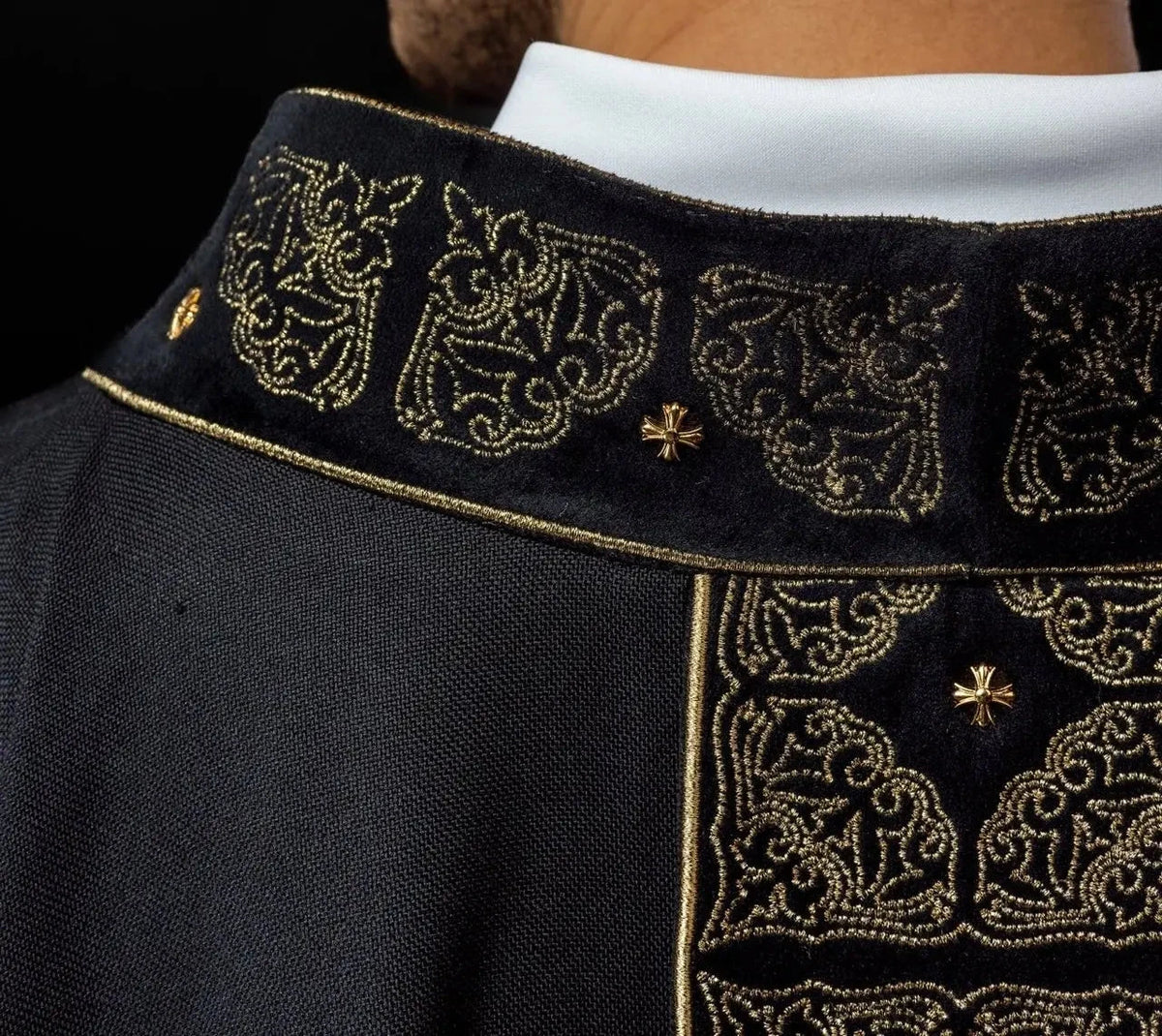 Black Chasuble with Embroidered Band and Cross - detail 6