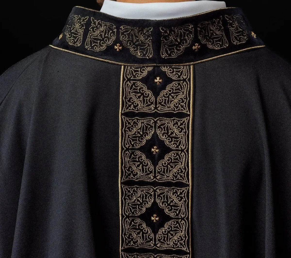 Black Chasuble with Embroidered Band and Cross - detail 7