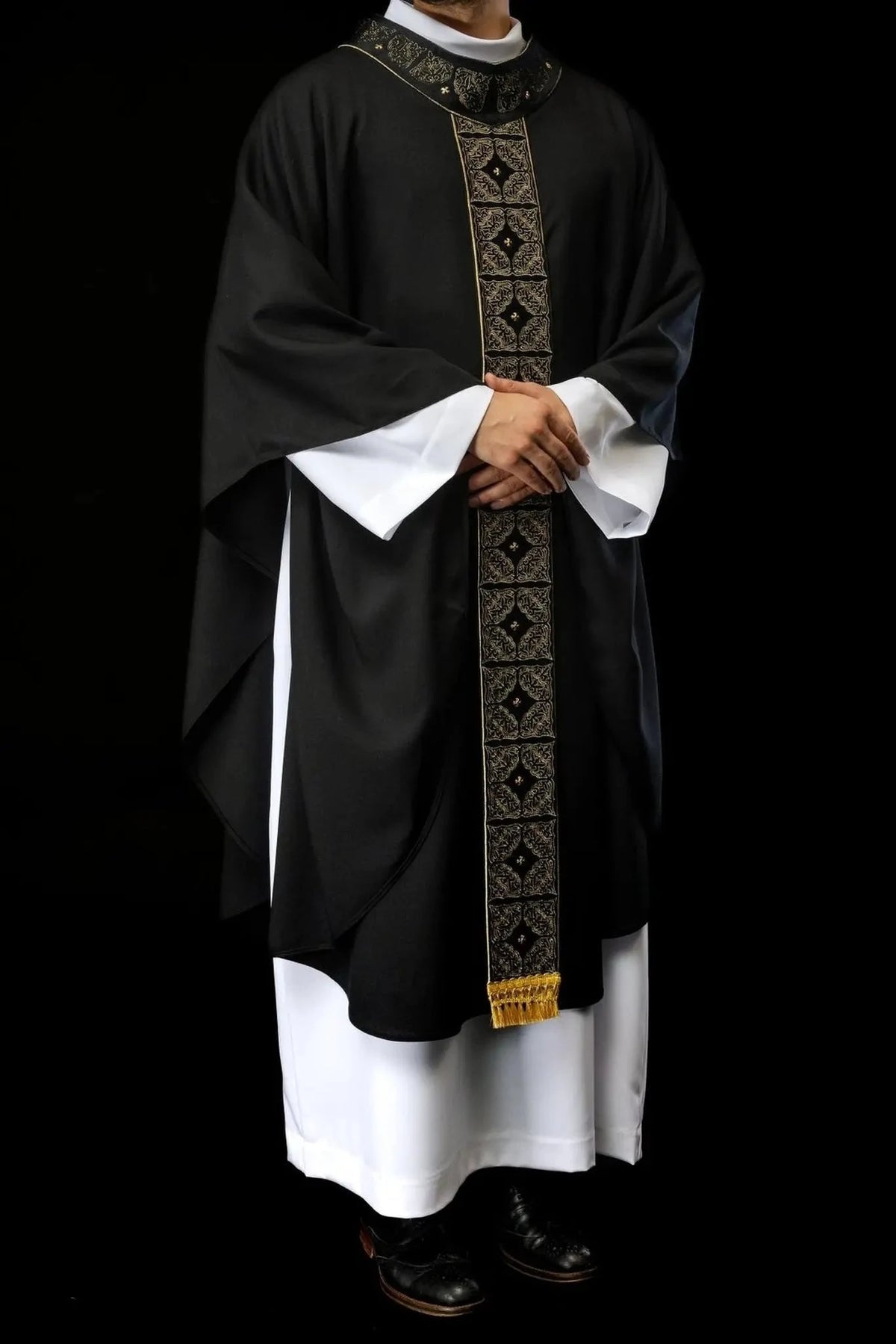 Black Chasuble with Embroidered Band and Cross - detail 9