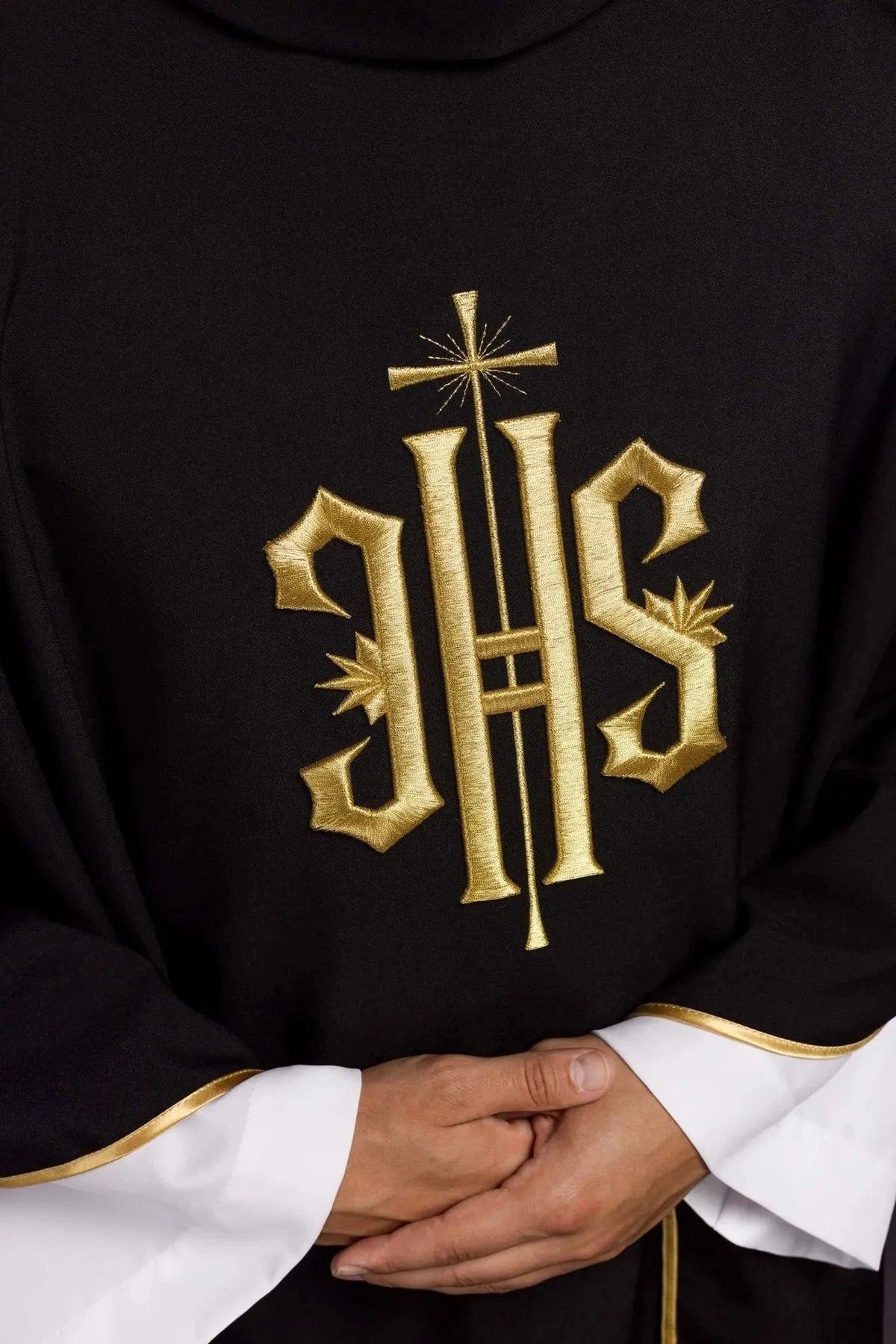 Black Chasuble with Embroidered IHS - detail 3