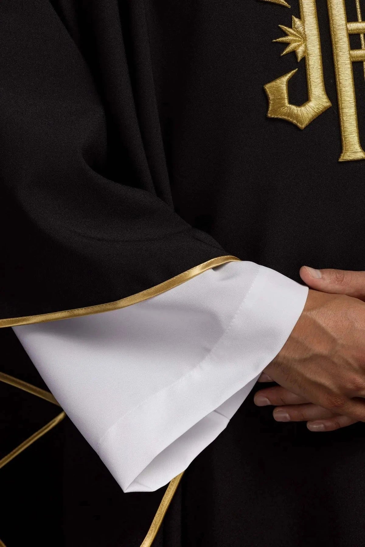 Black Chasuble with Embroidered IHS - detail 4