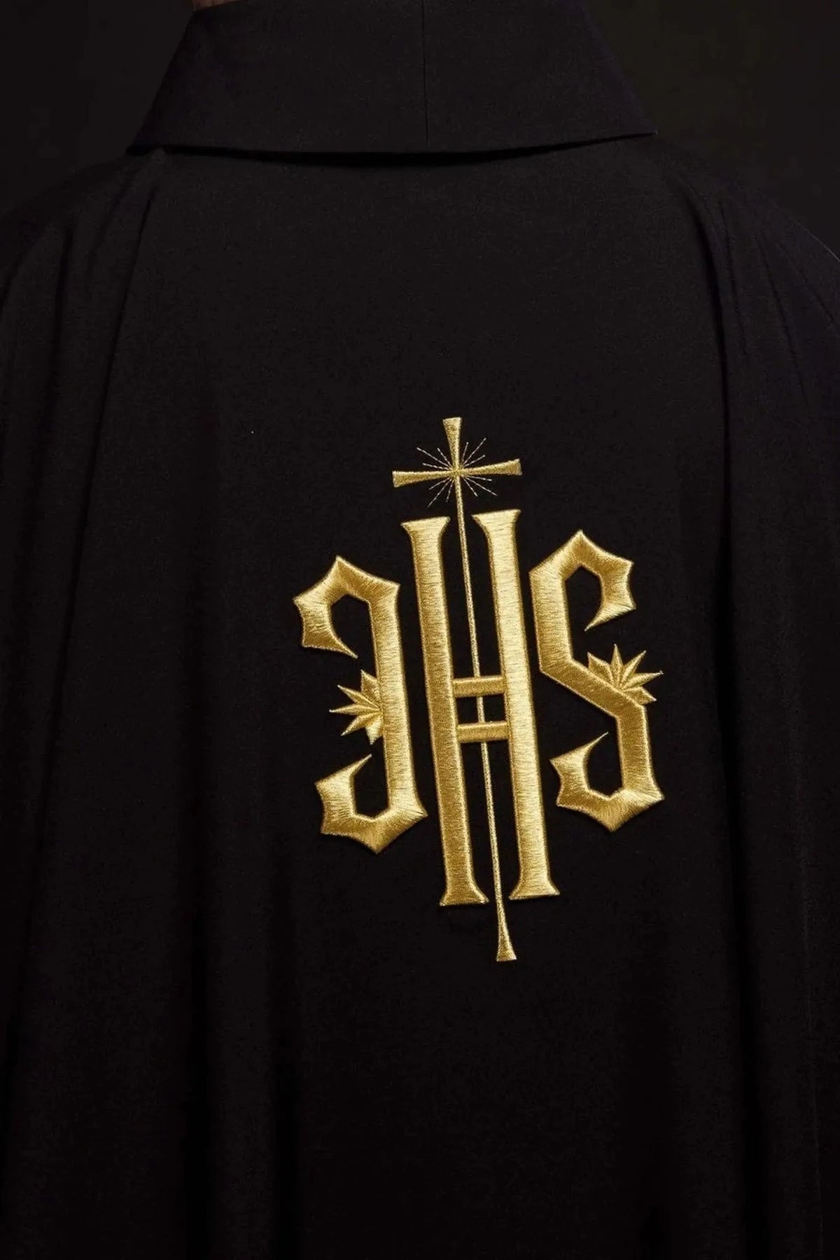 Black Chasuble with Embroidered IHS - detail 6