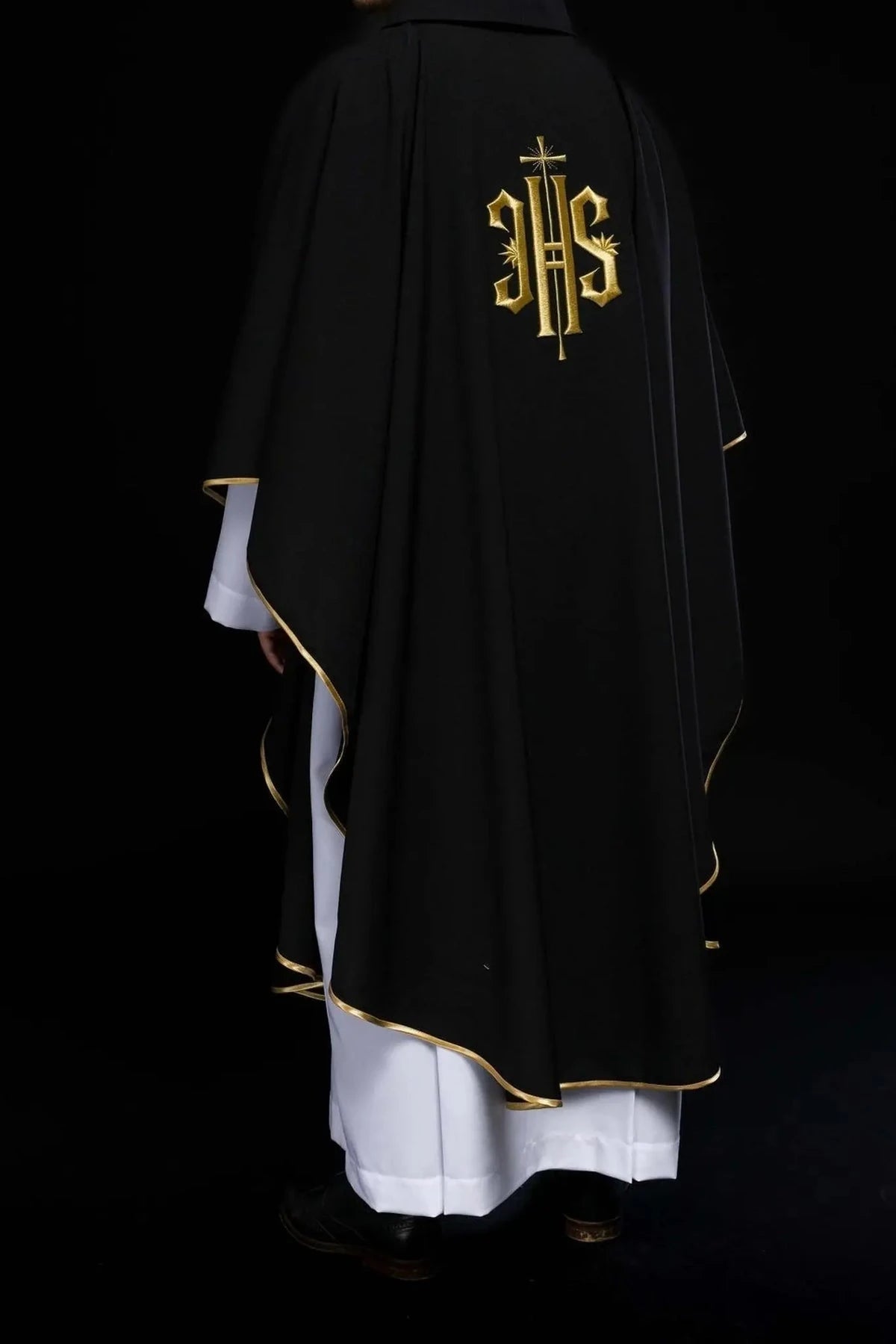 Black Chasuble with Embroidered IHS - detail 7