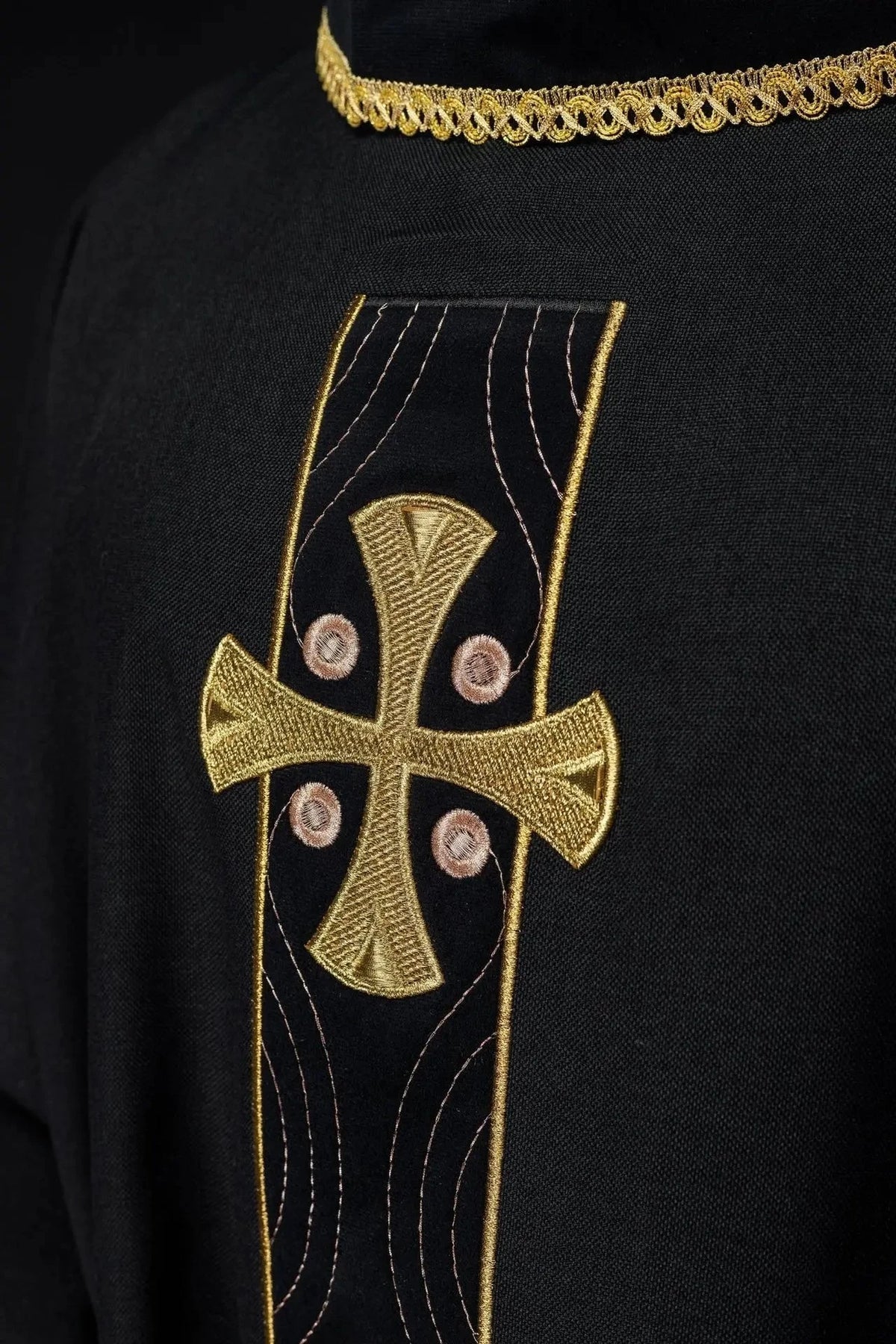 Black Chasuble with Gold Cross Band - detail 2