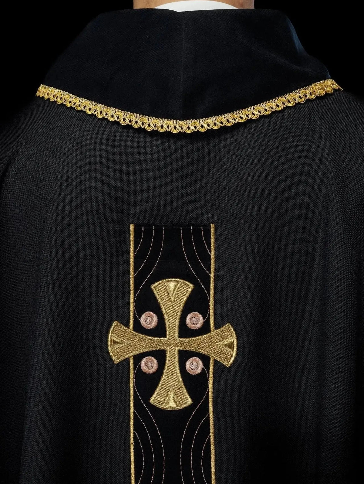 Black Chasuble with Gold Cross Band - detail 3