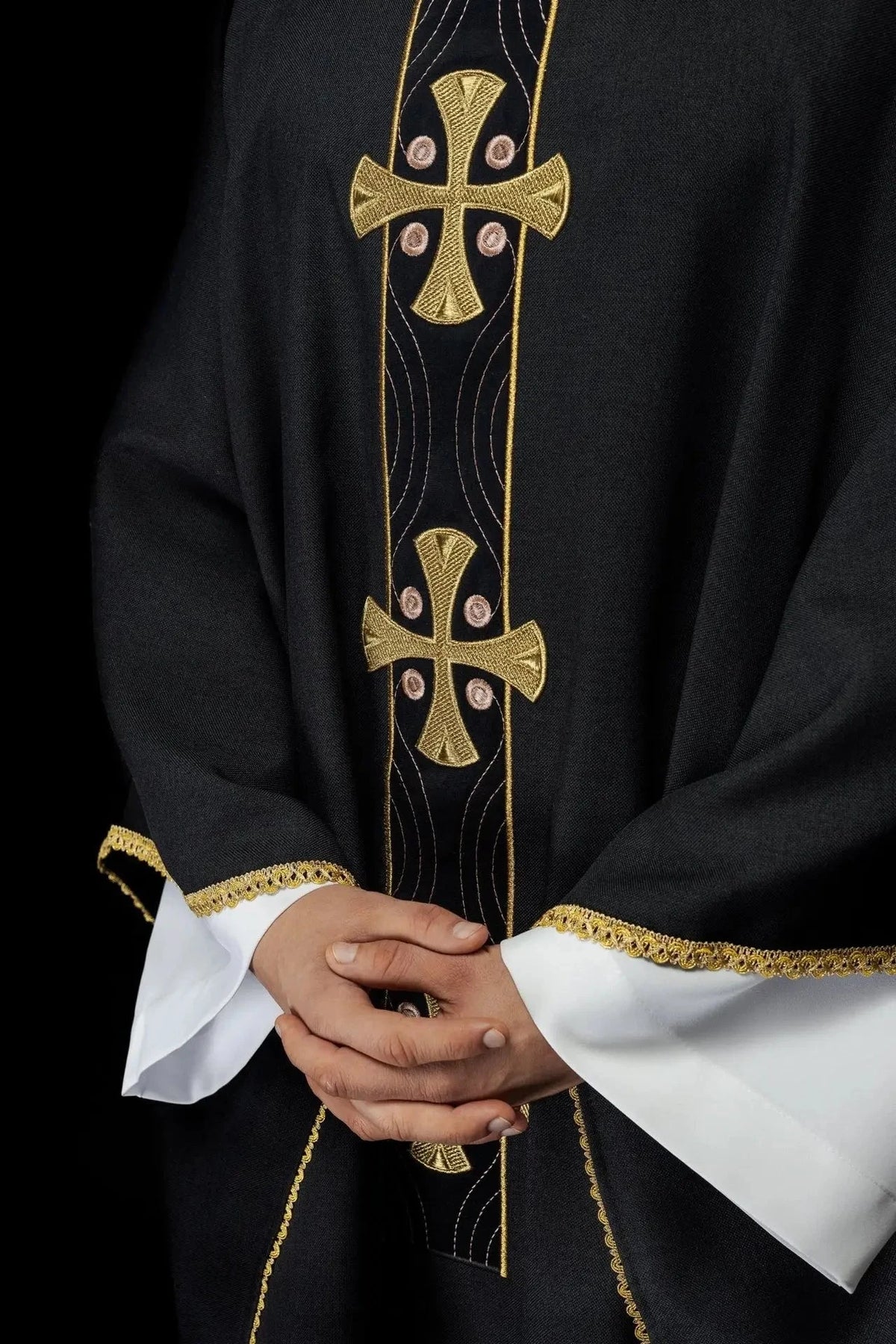 Black Chasuble with Gold Cross Band - detail 5