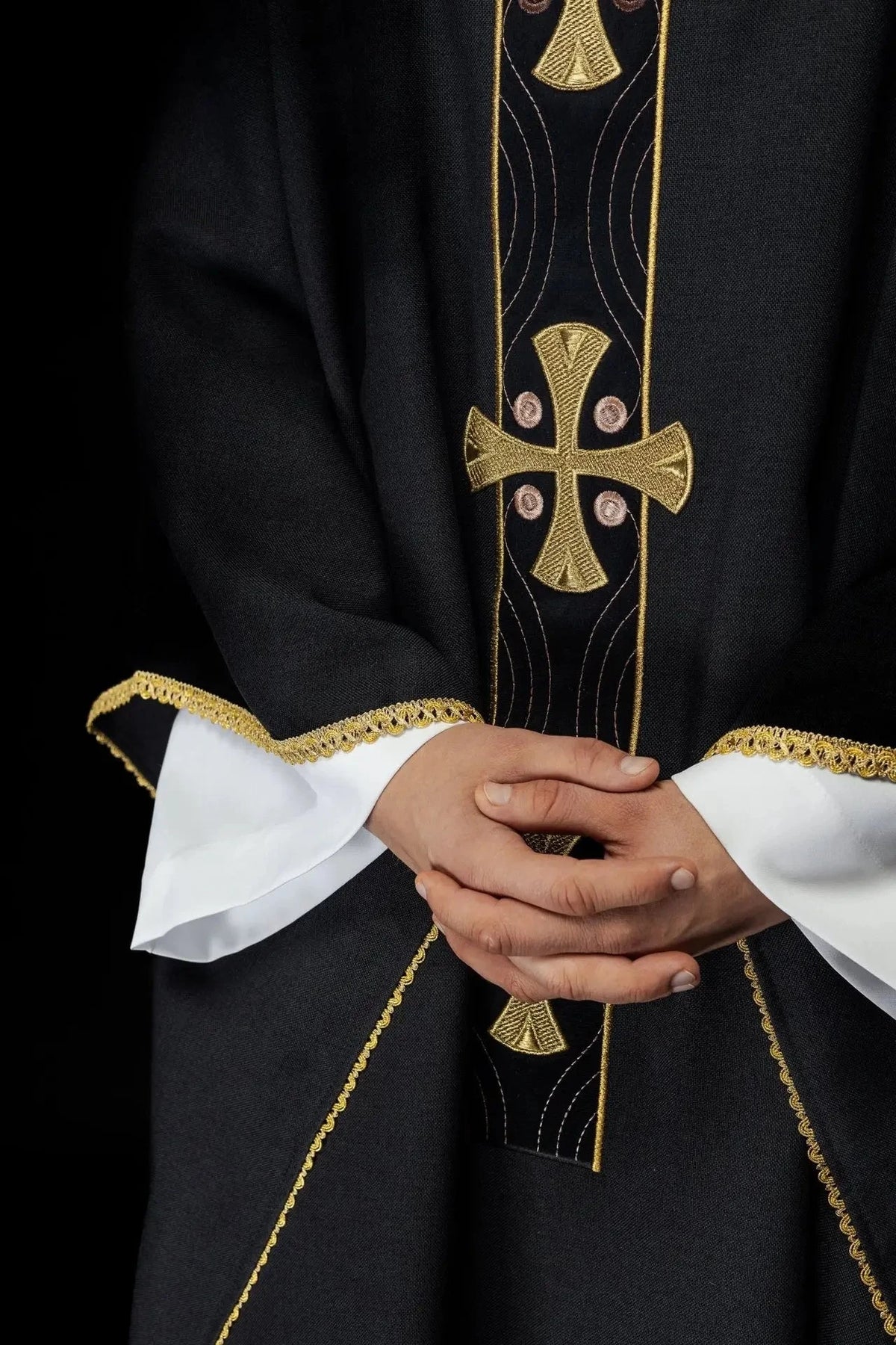 Black Chasuble with Gold Cross Band - detail 7
