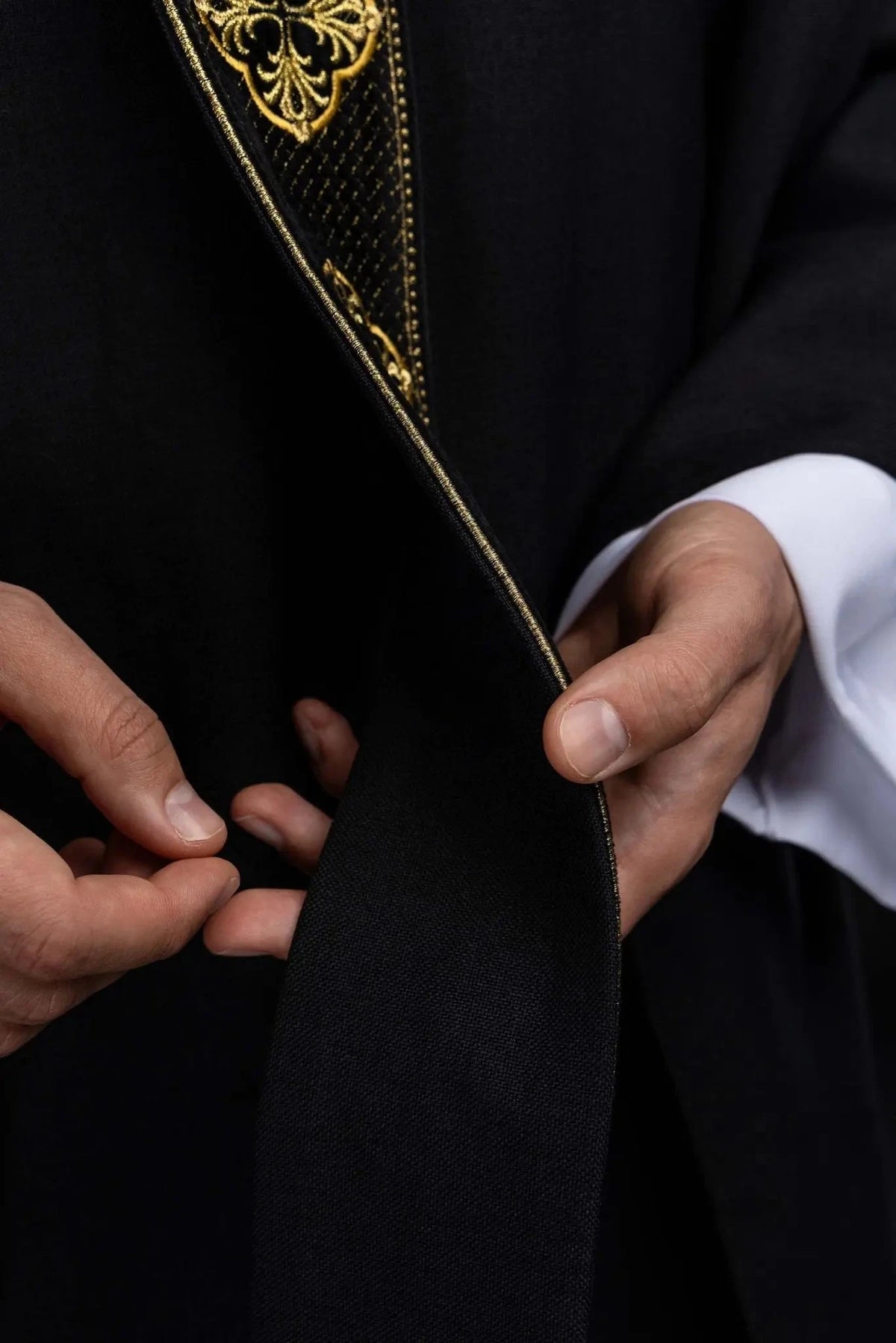 Black Chasuble with Gold Embroidered Cross Band - detail 2