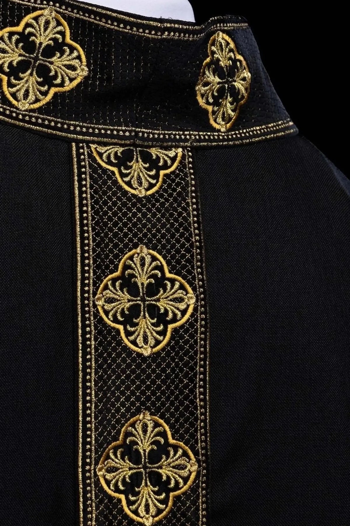 Black Chasuble with Gold Embroidered Cross Band - detail 3