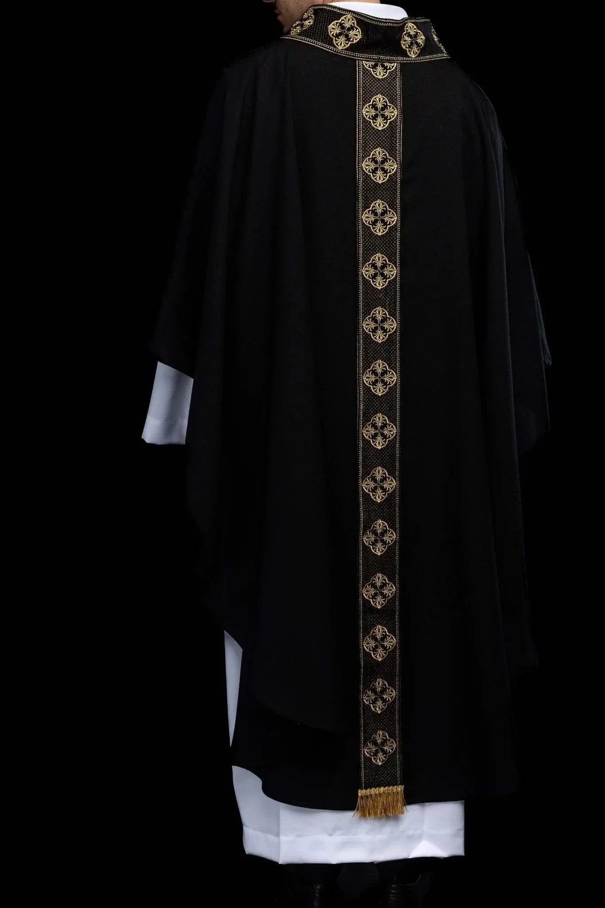 Black Chasuble with Gold Embroidered Cross Band - detail 4