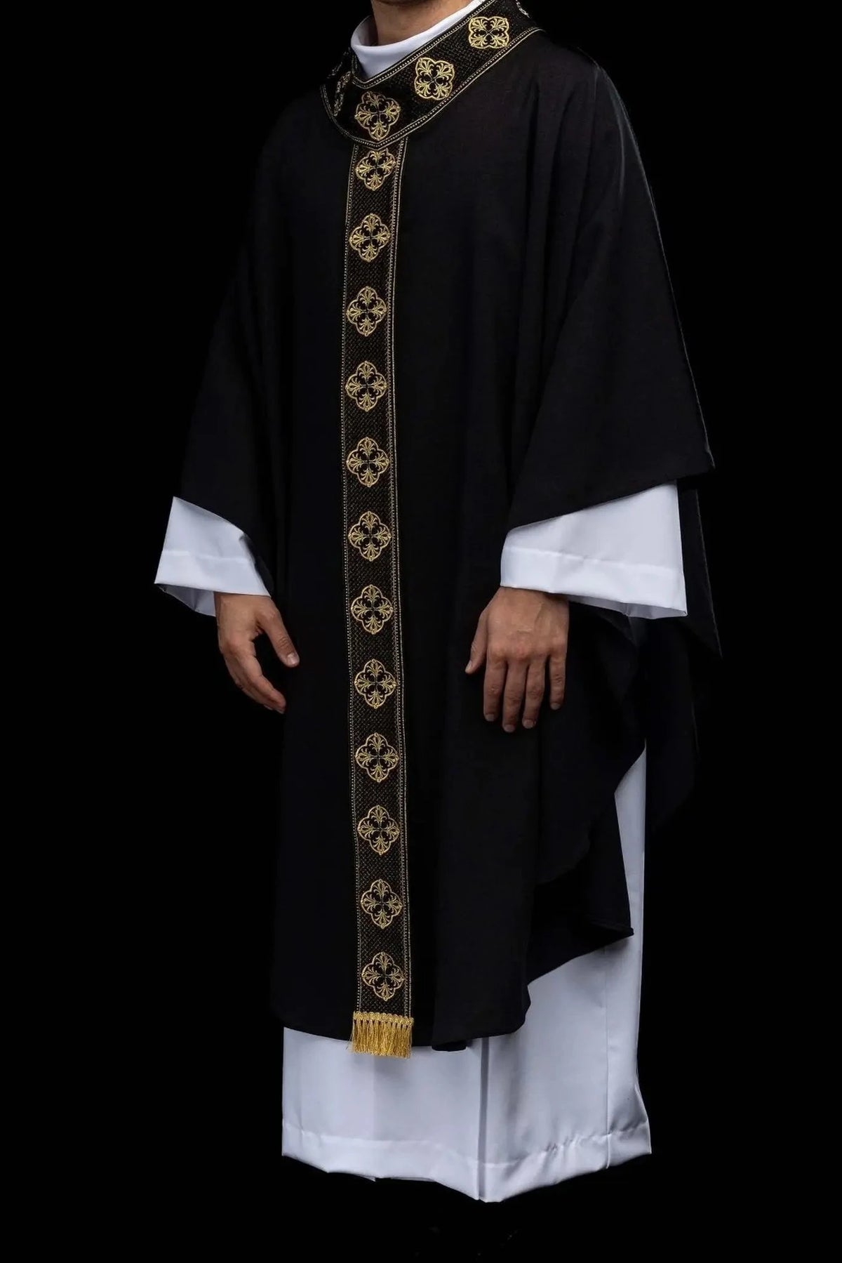 Black Chasuble with Gold Embroidered Cross Band - detail 5
