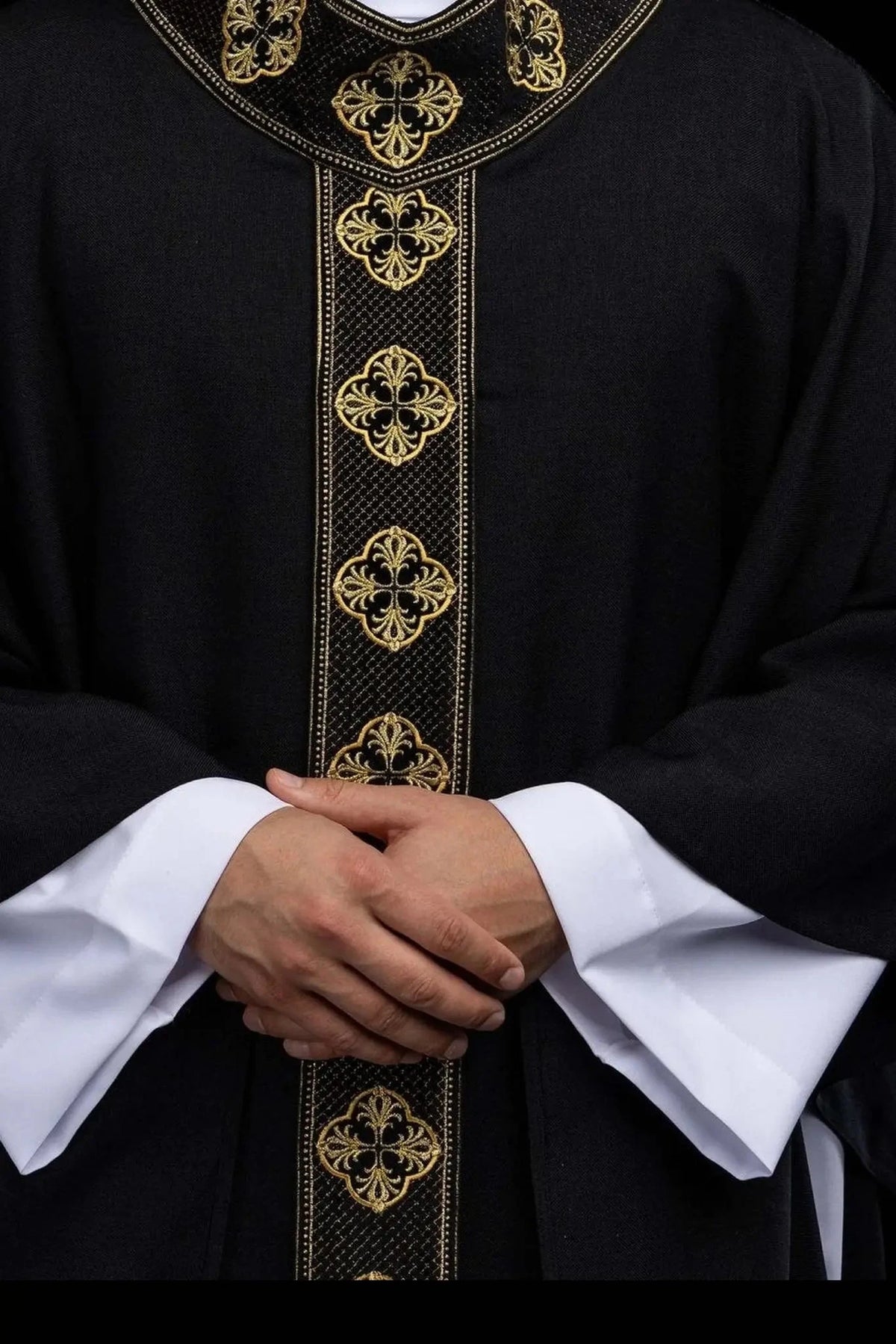 Black Chasuble with Gold Embroidered Cross Band - detail 6