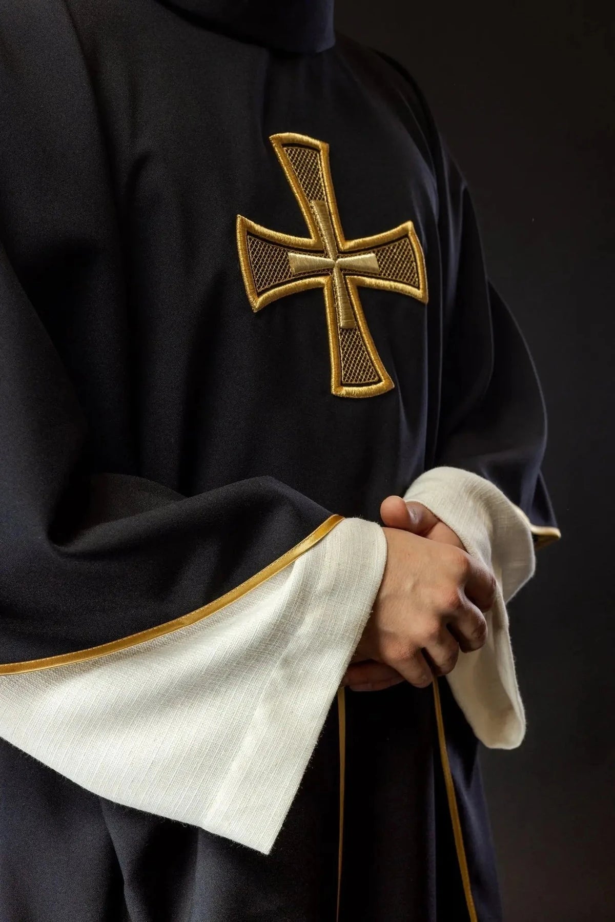 Black Chasuble with IHS and Cross Embroidery - detail 4