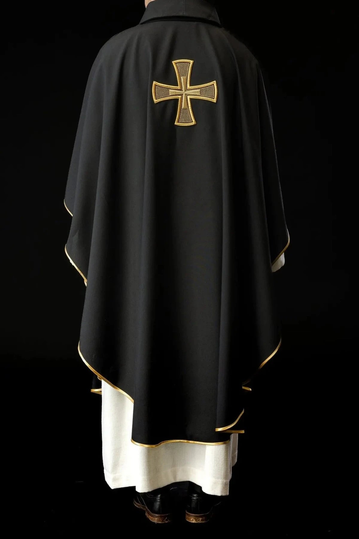 Black Chasuble with IHS and Cross Embroidery - detail 6