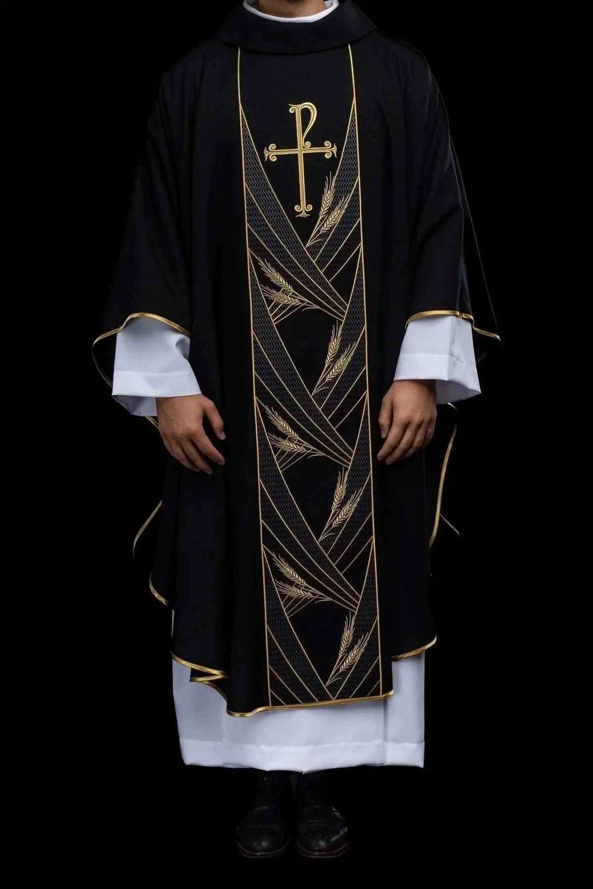 Black Chasuble with PAX and Wheat Embroidery - detail 2