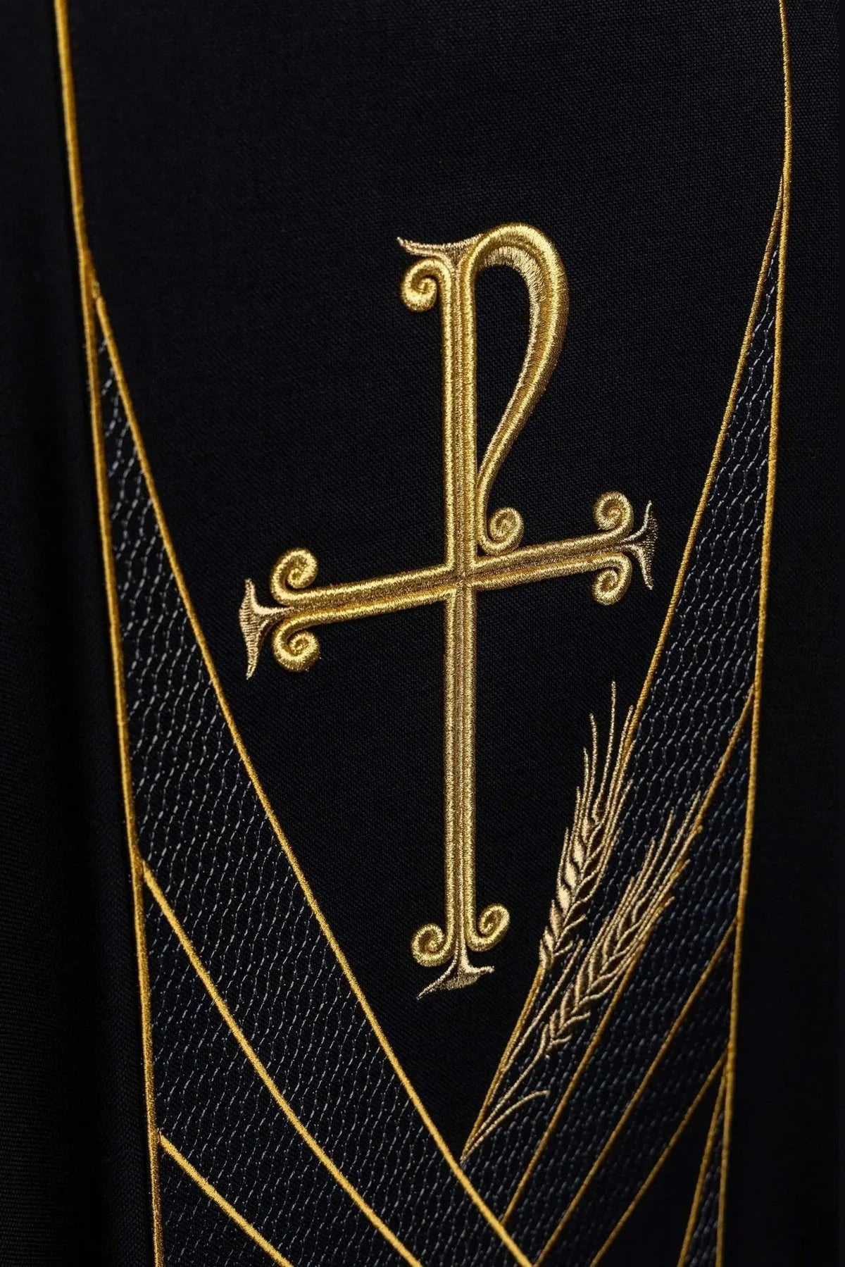 Black Chasuble with PAX and Wheat Embroidery - detail 3