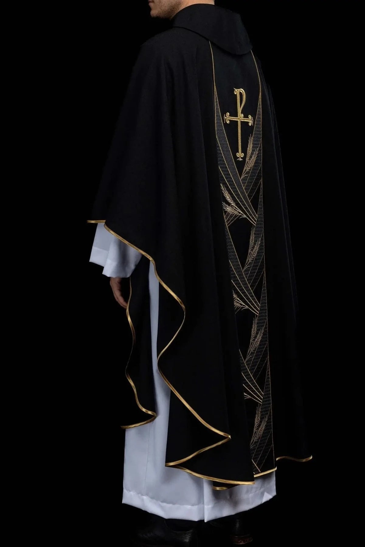 Black Chasuble with PAX and Wheat Embroidery - detail 6