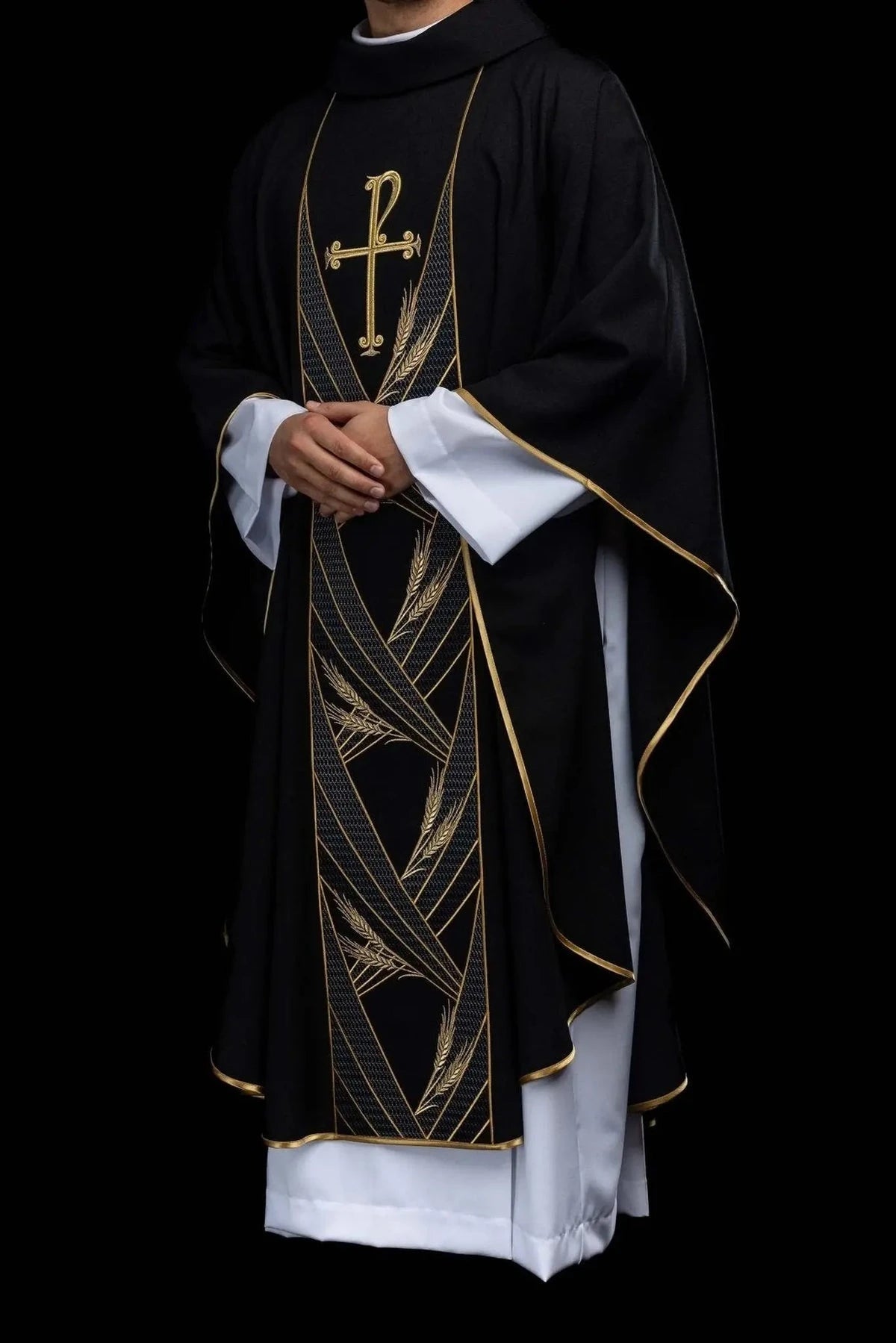 Black Chasuble with PAX and Wheat Embroidery - detail 8