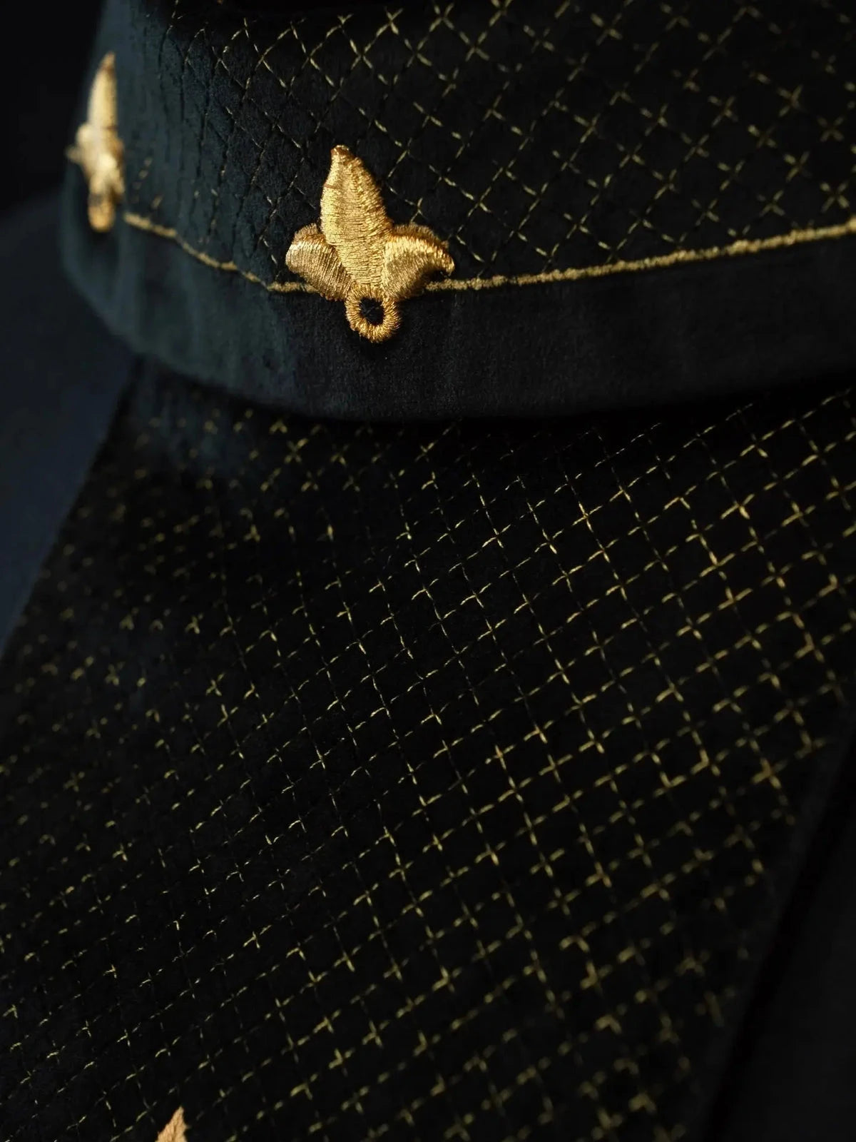 Black Velvet Chasuble with Tonal Cross Embroidery - detail 5