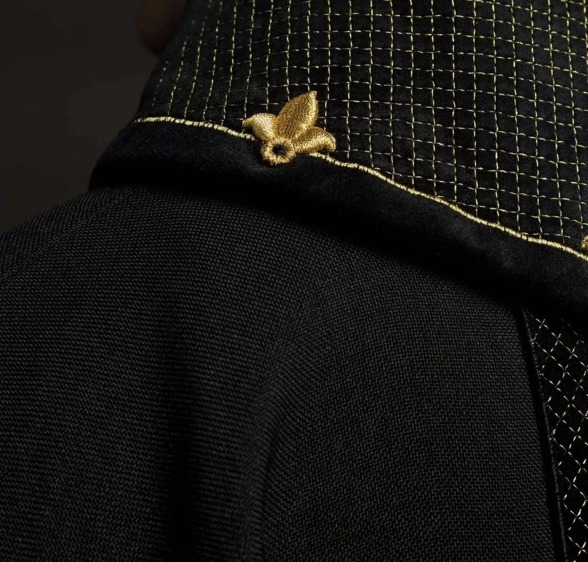 Black Velvet Chasuble with Tonal Cross Embroidery - detail 6
