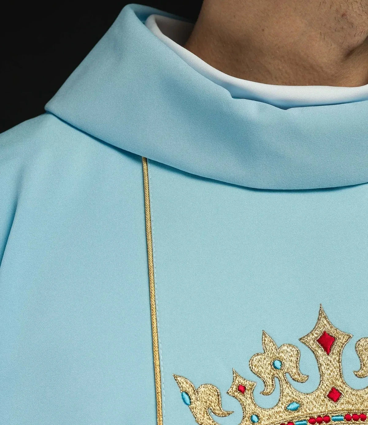 Blue Marian Chasuble with Crown and Lily Embroidery - gallery view 5