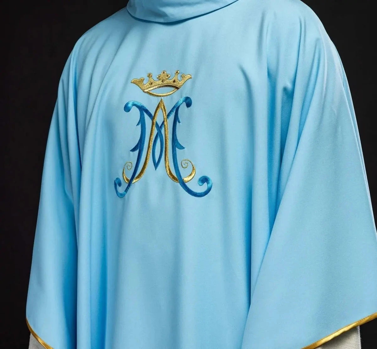 Blue Marian Chasuble with Crowned M Embroidery - gallery view 1