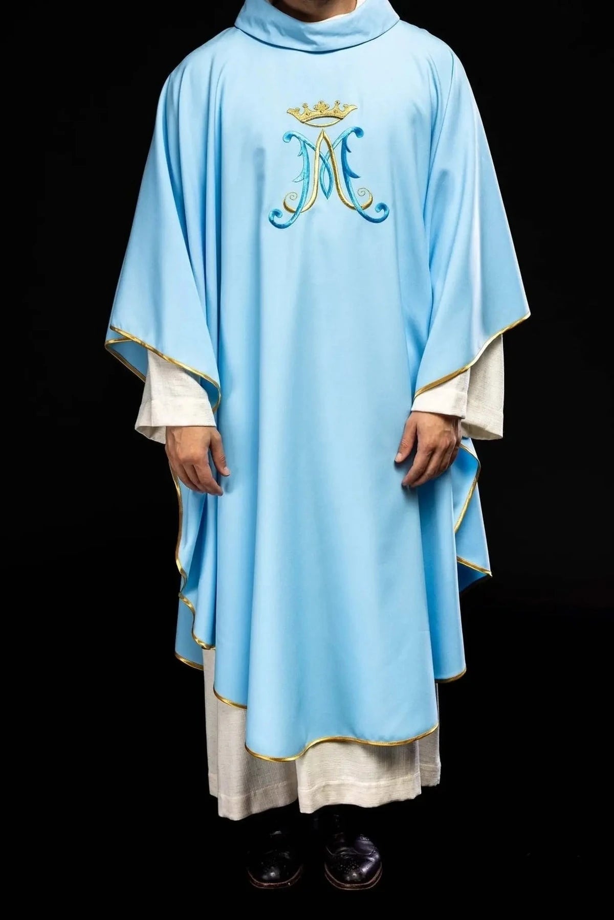 Blue Marian Chasuble with Crowned M Embroidery - gallery view 2