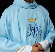 Blue Marian Chasuble with Crowned Marian Monogram - gallery view 1
