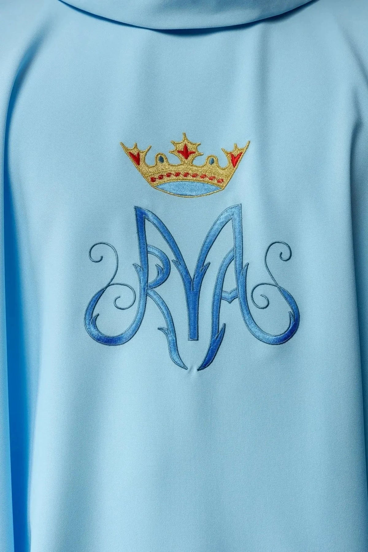 Blue Marian Chasuble with Crowned Marian Monogram - gallery view 3