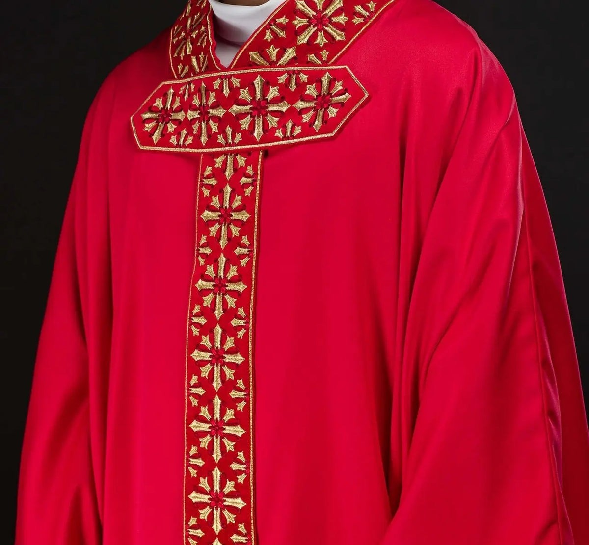 Bright Red Chasuble with Embroidery — product view