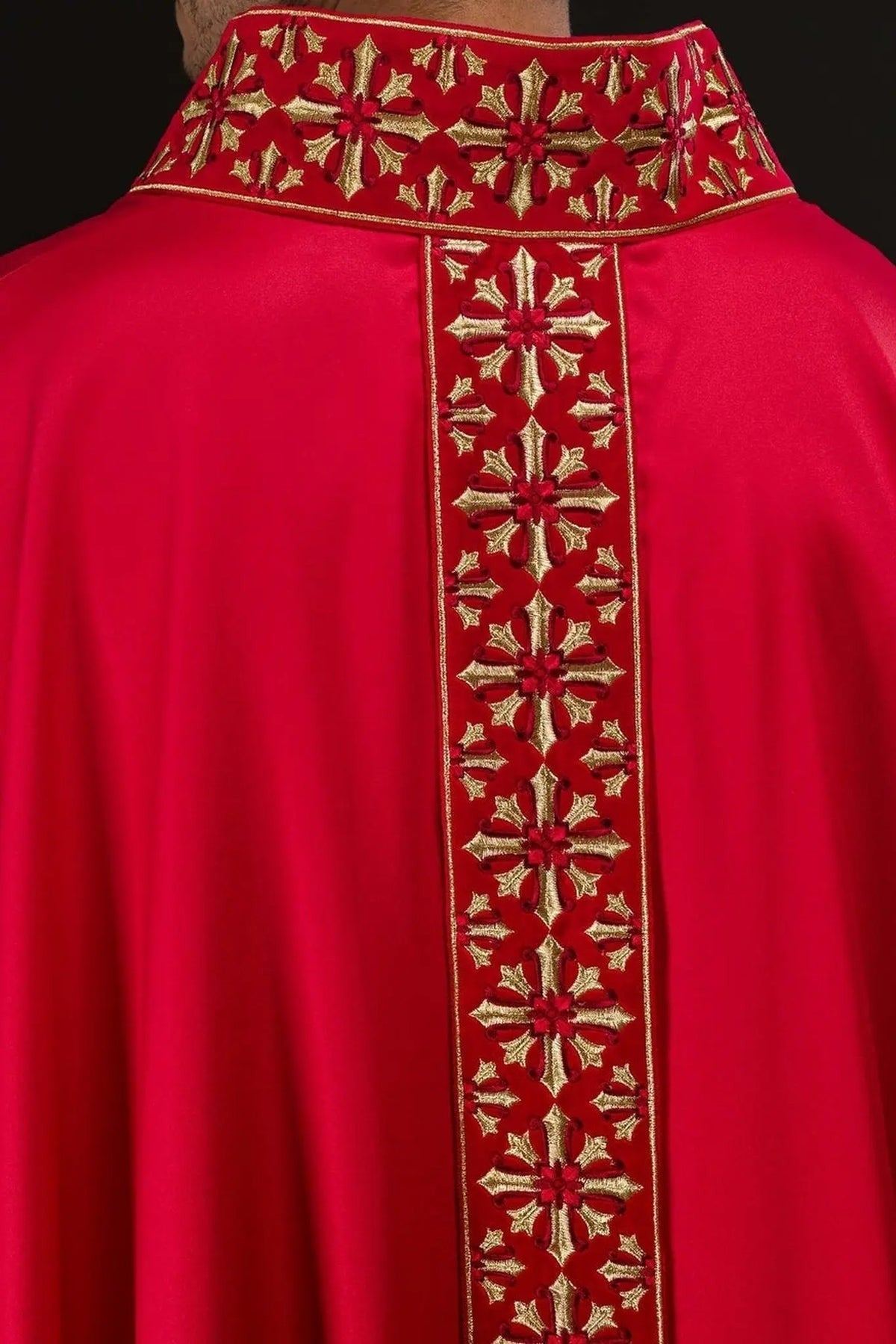 Bright Red Chasuble with Embroidery — front view