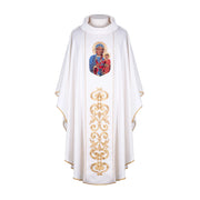 Casula écru Madonna di Częstochowa con simbolo mariano dorato