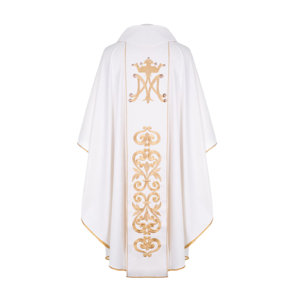 Ecru Our Lady of Częstochowa Chasuble with Gold Marian Symbol