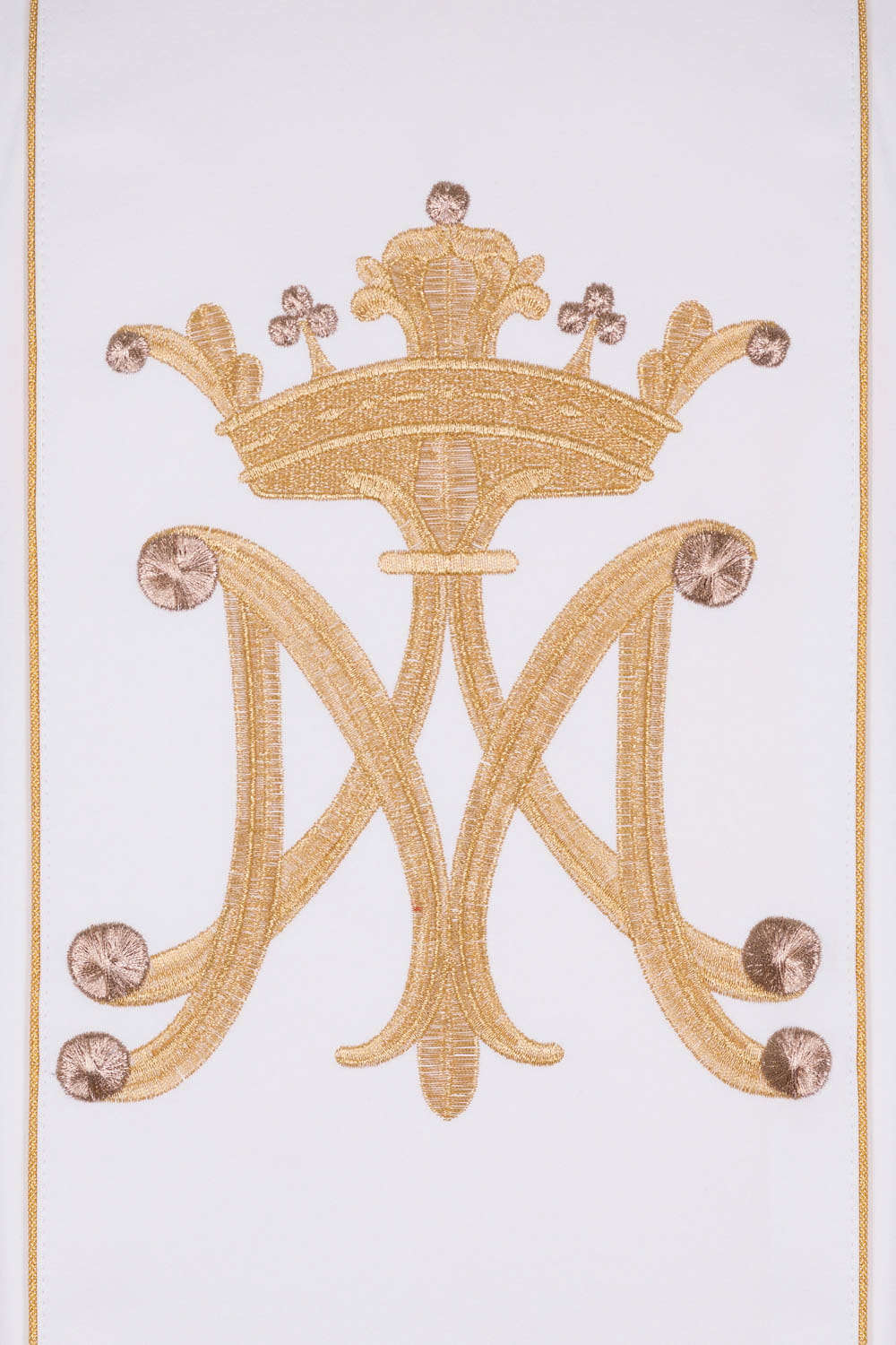Casula écru Madonna di Częstochowa con simbolo mariano dorato