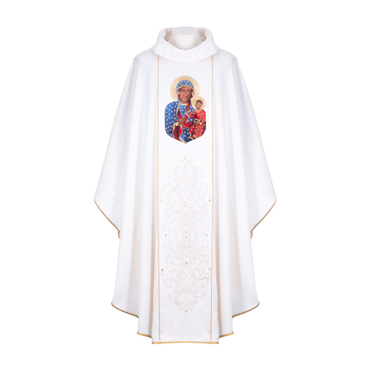 Ecrufarbene Kasel mit der Muttergottes von Tschenstochau