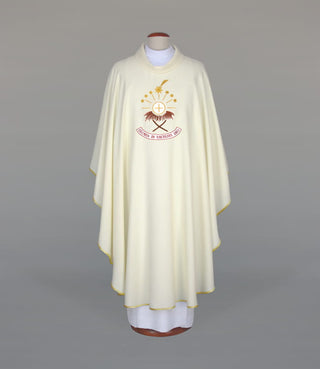 Ecru Chasuble with embroidered Christmas motif – Variant III — front view