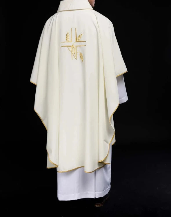 Ecru Chasuble with embroidered cross – Variant III — side view
