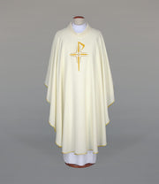 Ecru Chasuble with embroidered decoration – Variant II — front view