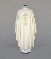 Ecru Chasuble with embroidered decoration – Variant III — front view