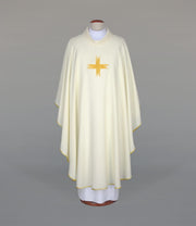 Ecru Chasuble with embroidered decoration – Variant IV — front view