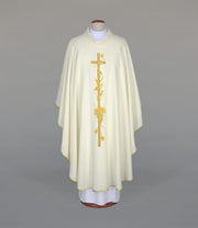 Ecru Chasuble with embroidered decoration – Variant V — front view