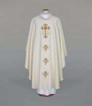 Ecru Chasuble with embroidered decoration – Variant VIII — front view