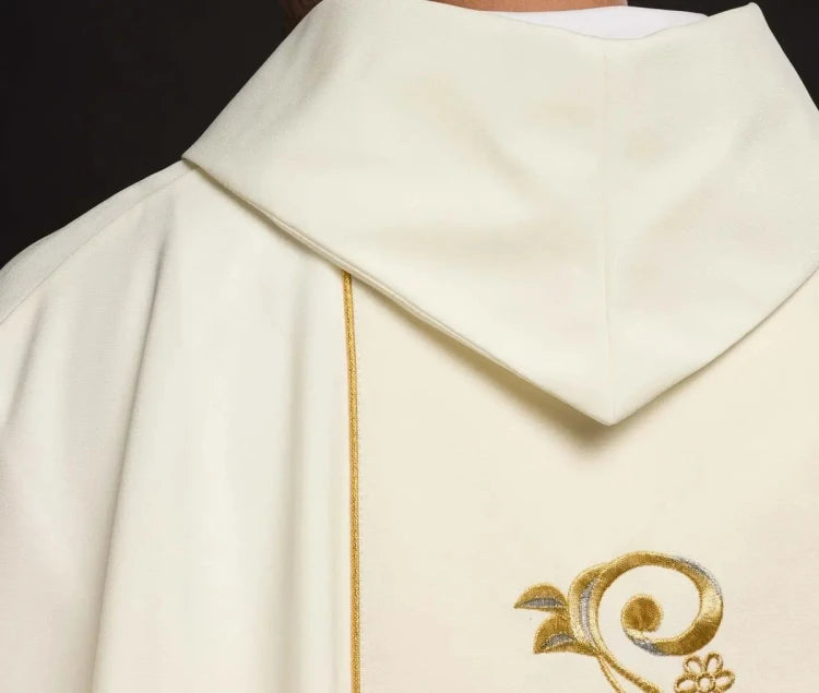 Ecru Chasuble with embroidered IHS monogram – Variant II — side view