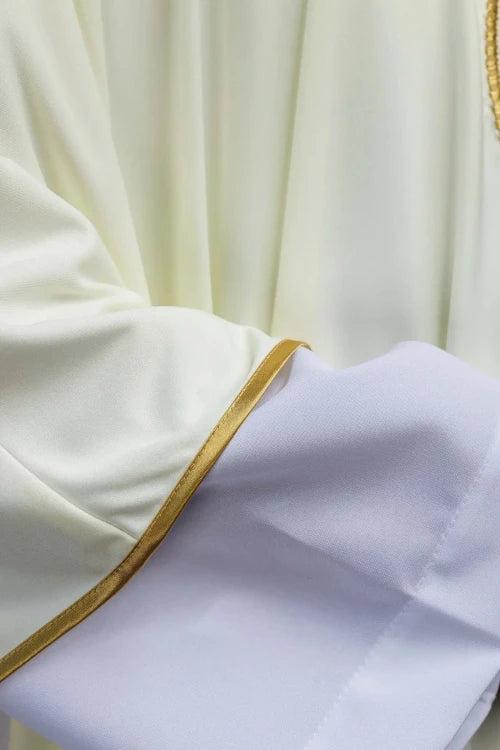 Ecru Chasuble with embroidered IHS monogram – Variant VII — back view