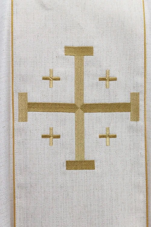 Ecru Chasuble with embroidered Jerusalem cross – Variant II — decoration detail