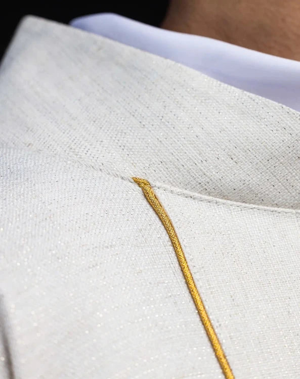 Ecru Chasuble with embroidered Jerusalem cross – Variant II — close-up detail